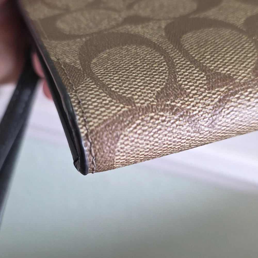 COACH C2874 Phone Wallet In Signature Canvas Gold/Walnut/Black NWOT - Picture 11 of 15